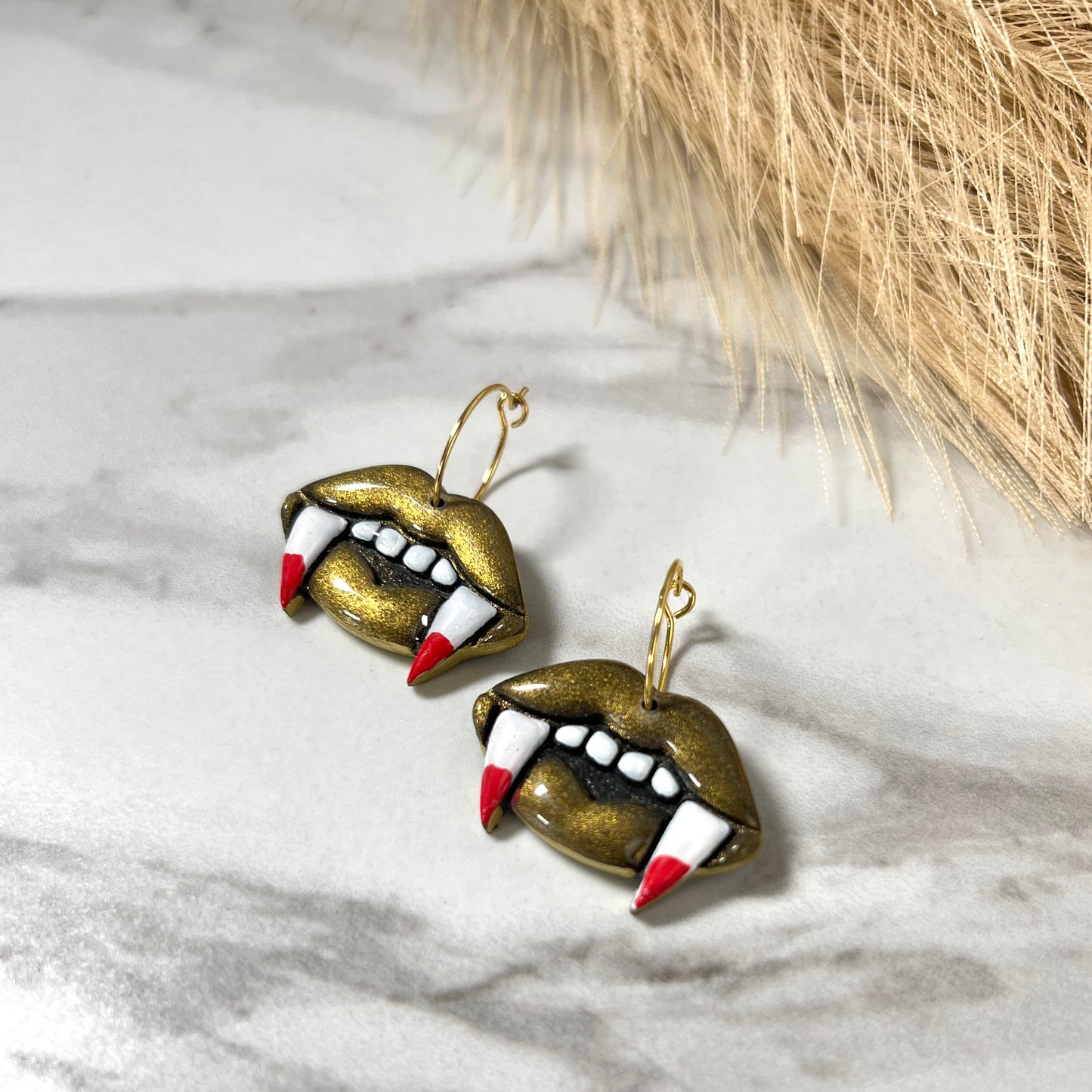 Pendientes boca de vampiro Arcilla polimérica