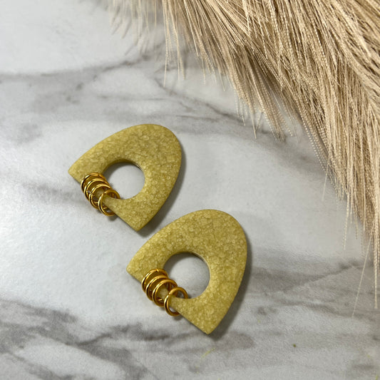 Pale Yellow Matte Arch with Holes Polymer Clay Oversized Stud Earrings