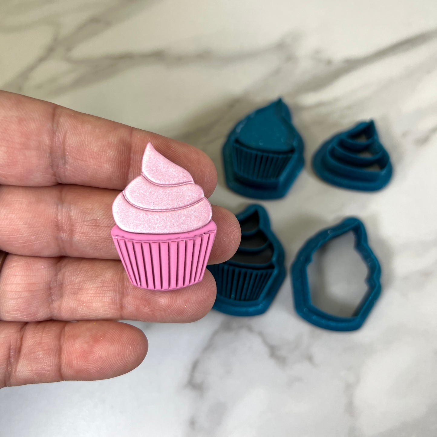 Cupcake with Frosting 3- piece set or single polymer clay cutter