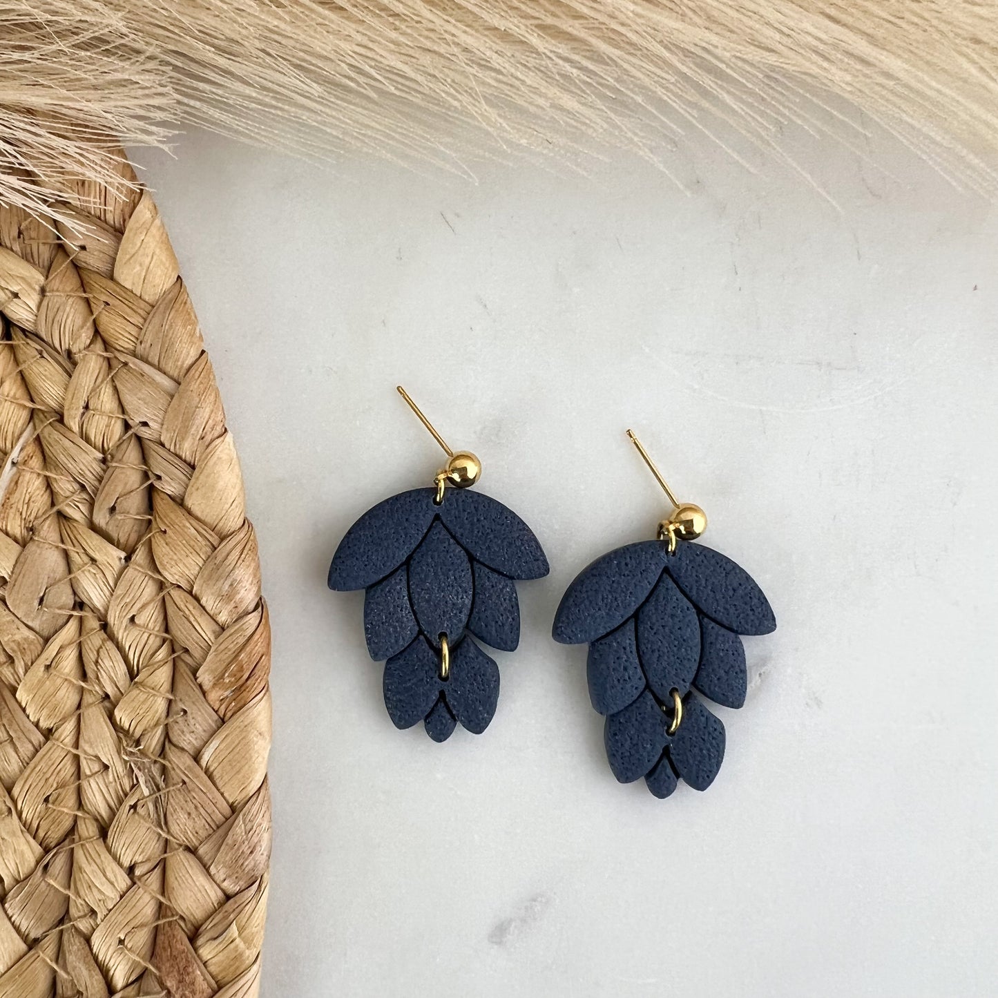 Pendientes de arcilla polimérica colgante dúo de flores de hoja