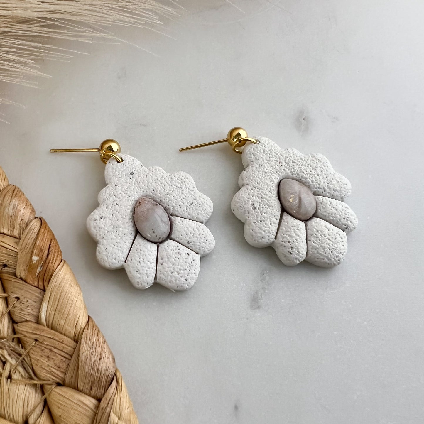 Victorian Opal Center Polymer Clay Earrings