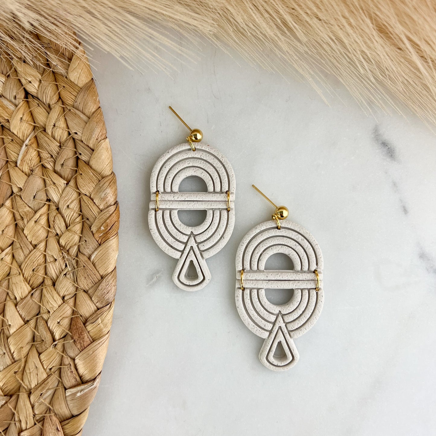 Art Deco Statement Dangle Polymer Clay Earrings
