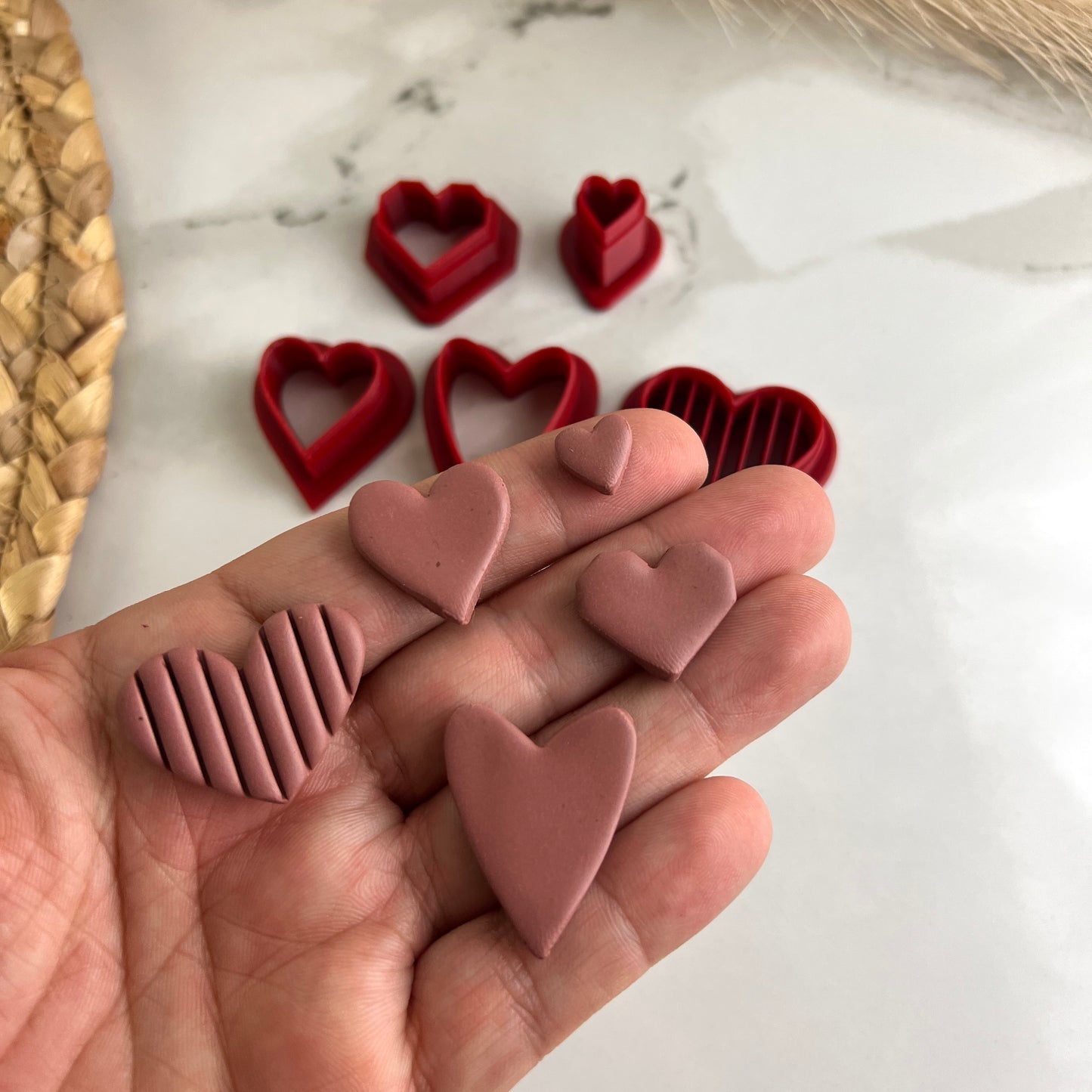 5-Piece Assorted Hearts Bundle Valentine's Day Polymer Clay Cutter