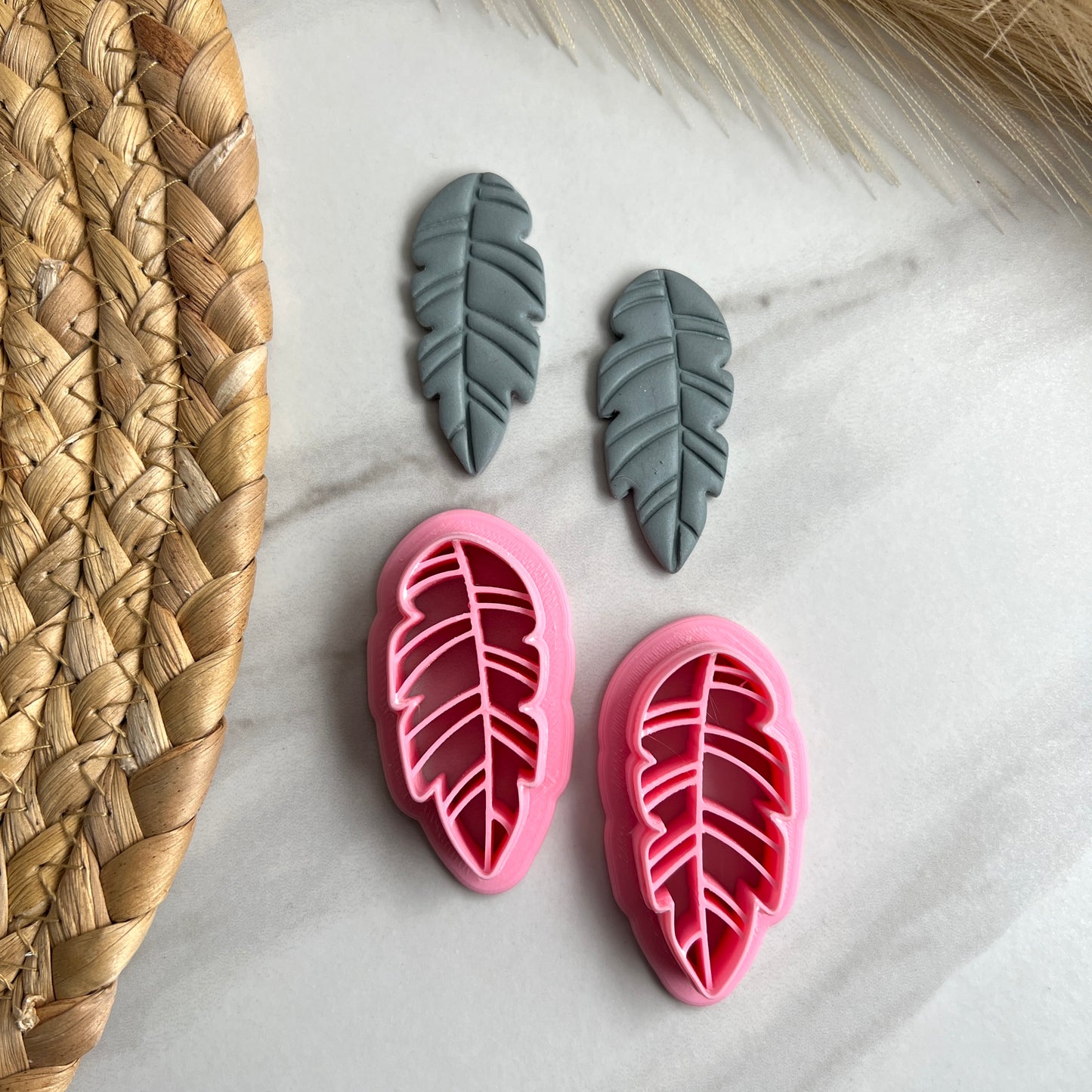 Banana leaf Mirrored set Polymer clay Cutter