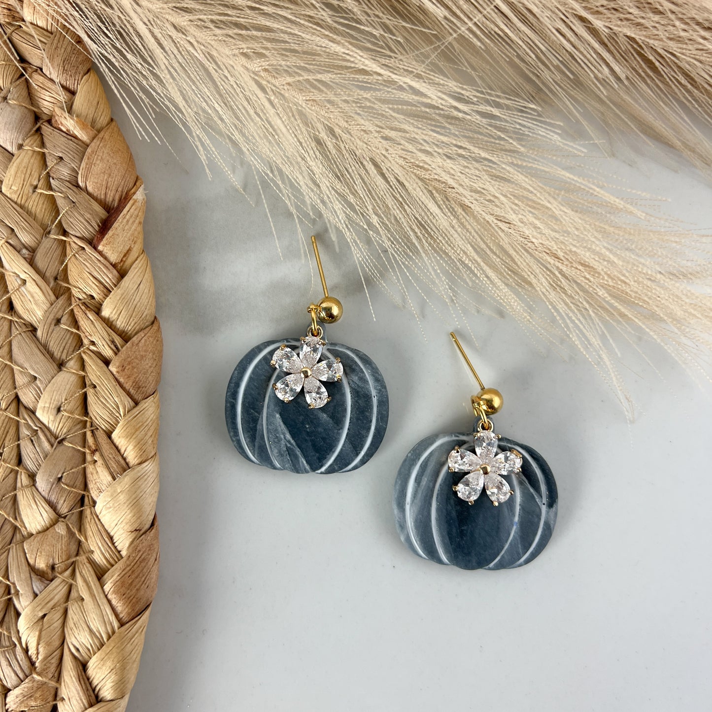 Shimmer and Marble Pumpkin Polymer Clay Earrings Halloween/ Fall Collection