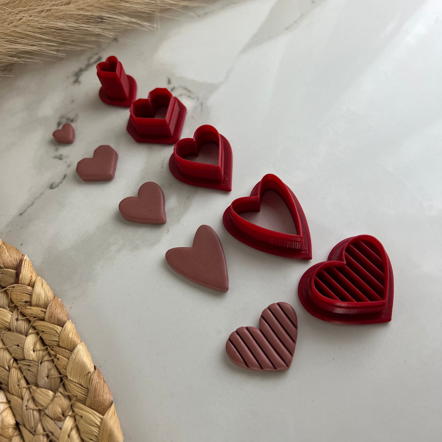 5-Piece Assorted Hearts Bundle Valentine's Day Polymer Clay Cutter