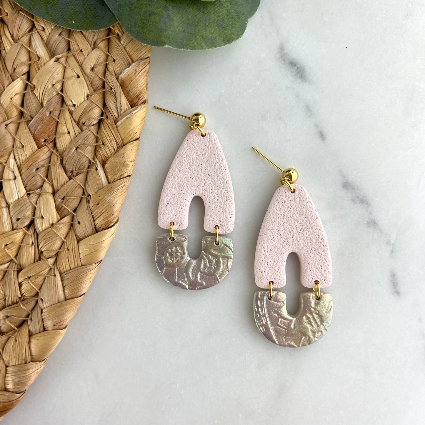 Shimmer Lace Contrast Earrings Polymer Clay