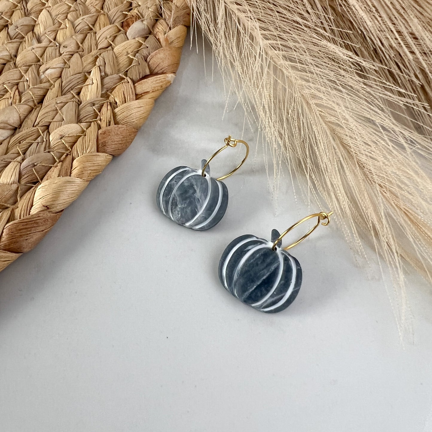 Shimmer and Marble Pumpkin Polymer Clay Earrings Halloween/ Fall Collection