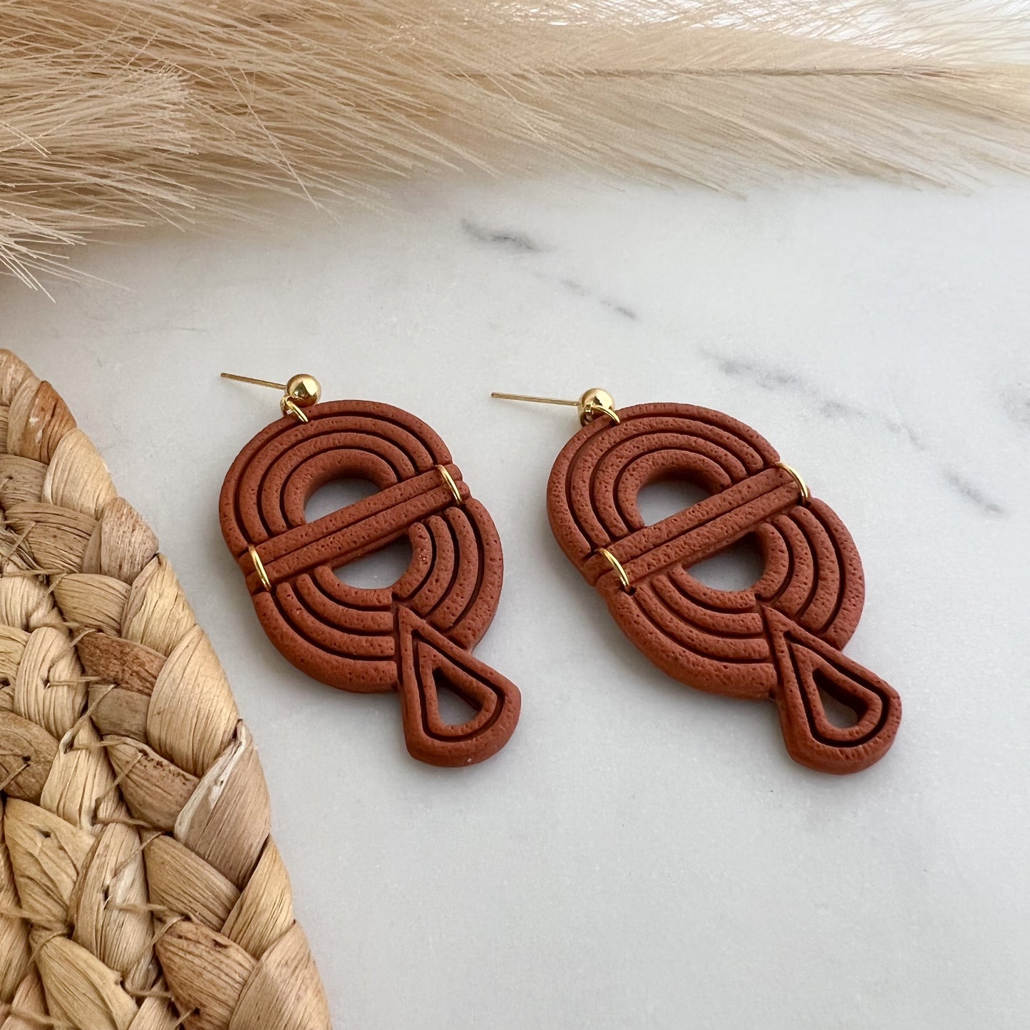 Art Deco Statement Dangle Polymer Clay Earrings