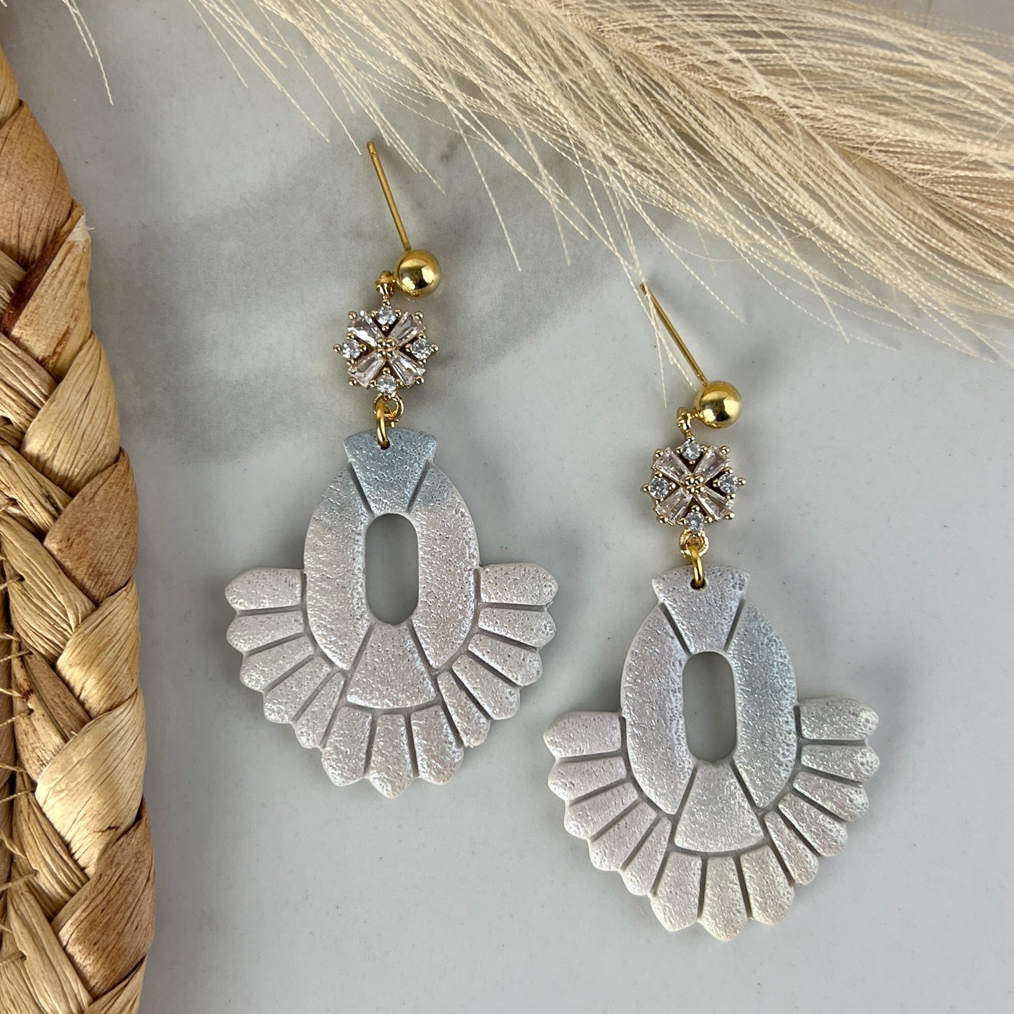 Art Deco Dangle and Charm Polymer Clay Earrings in multiple colors