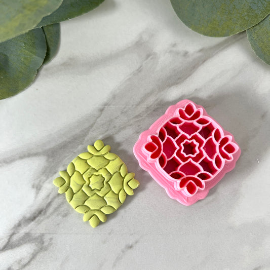 Floral square polymer clay Cutter