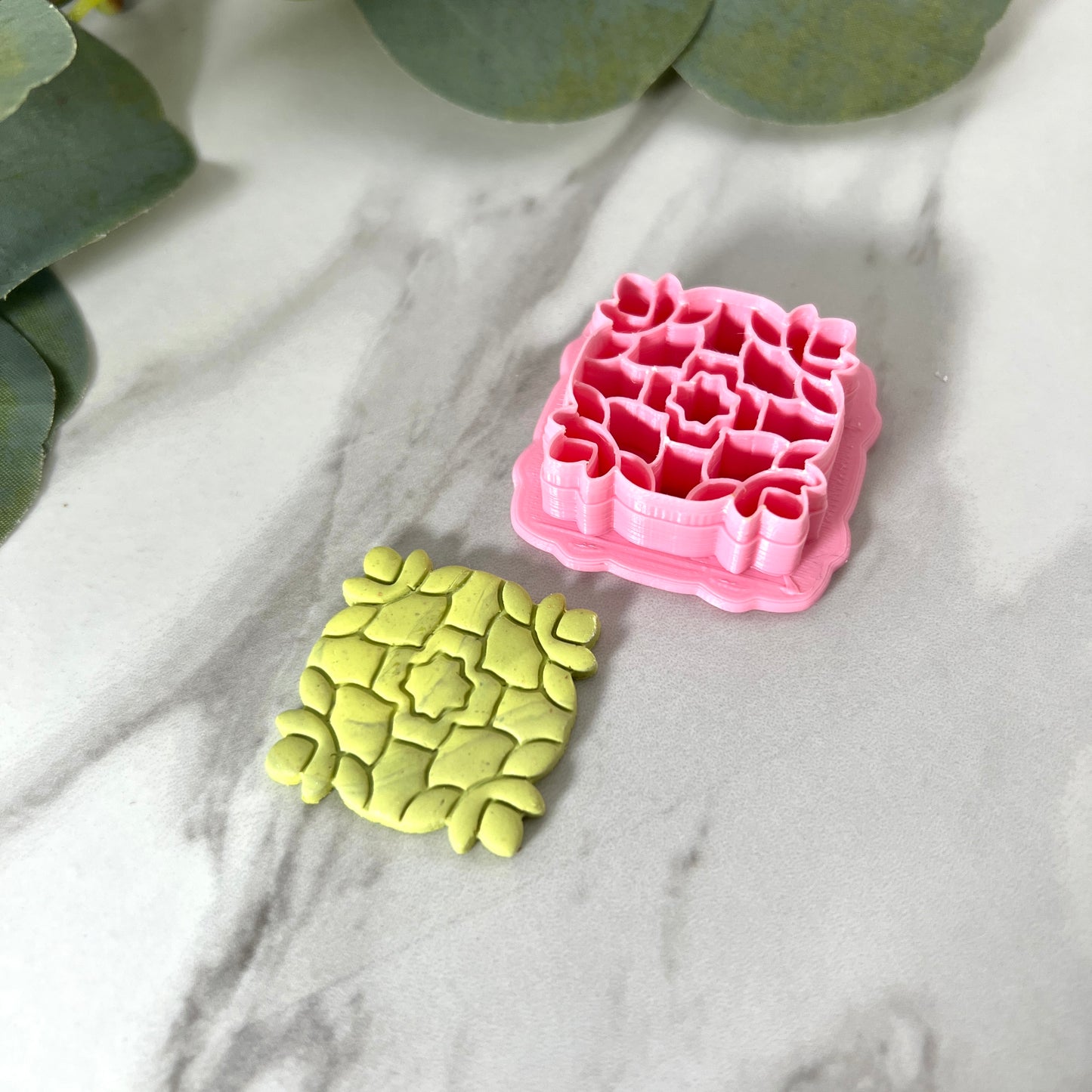 Floral square polymer clay Cutter
