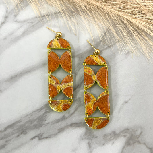 Ava Gold foil Long Dangle Polymer Clay Earrings