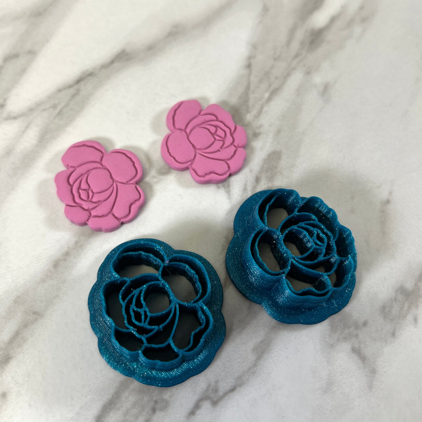 Single Rose mirrored set or individual Polymer Clay Cutter