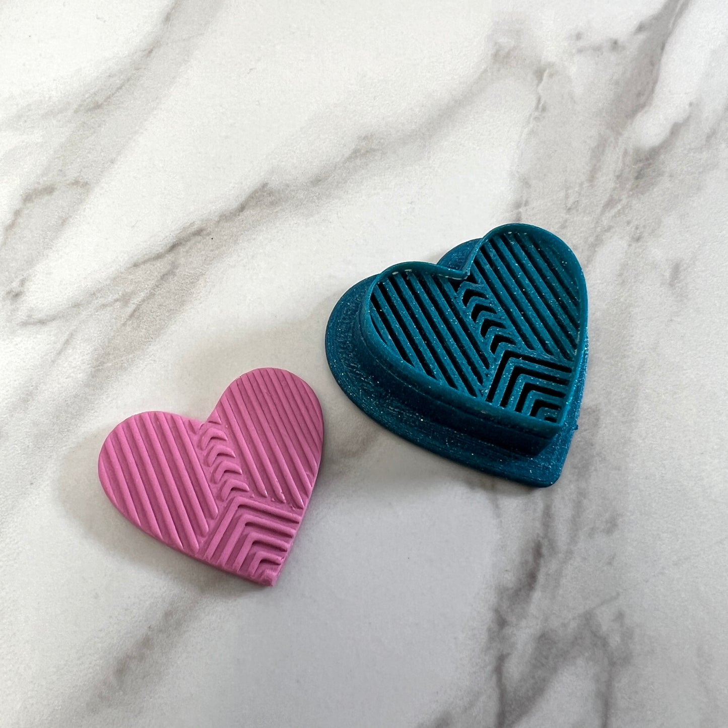 Multi Line Striped Heart polymer Clay Cutter