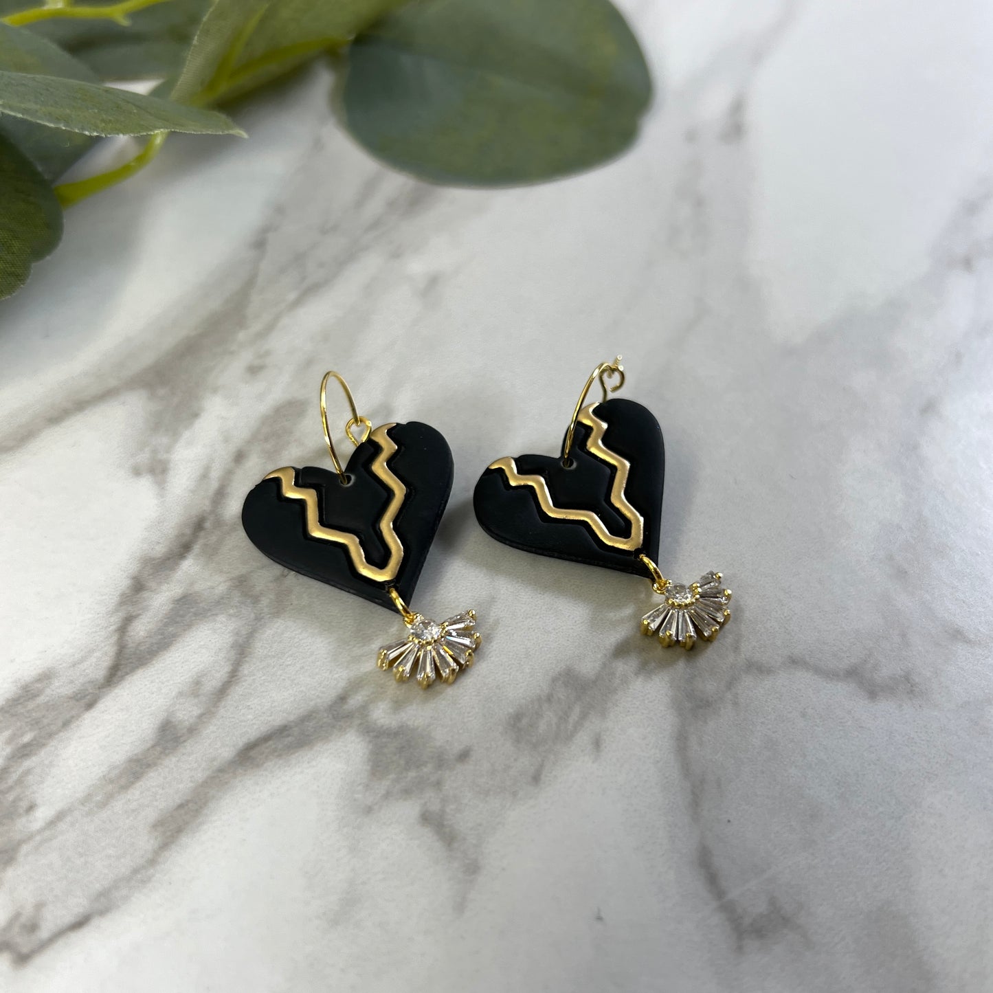 Broken Heart Dangle Polymer Clay earrings