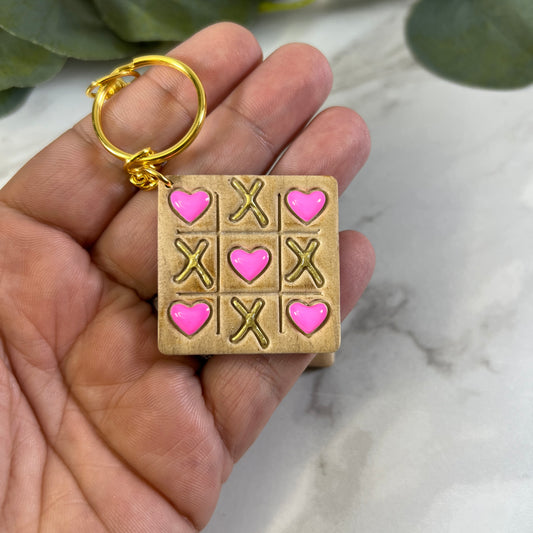 Tic Tac Toe Polymer Clay Keychain