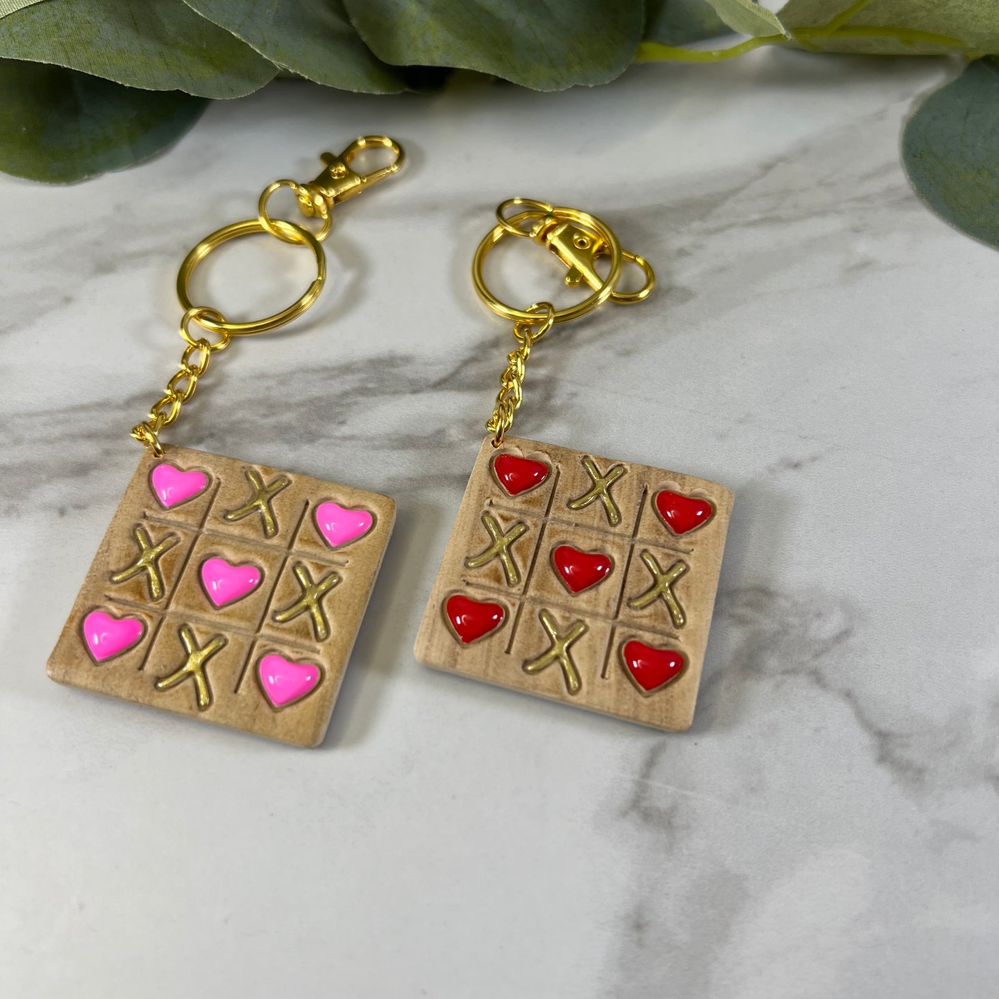 Tic Tac Toe Polymer Clay Keychain