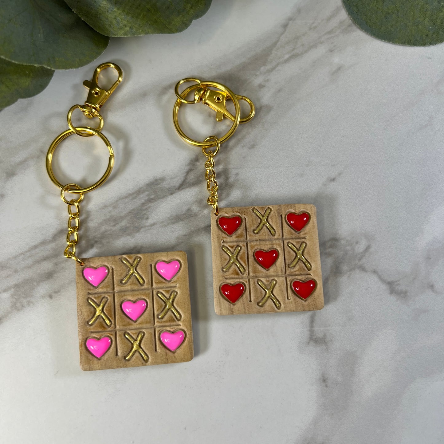 Tic Tac Toe Polymer Clay Keychain