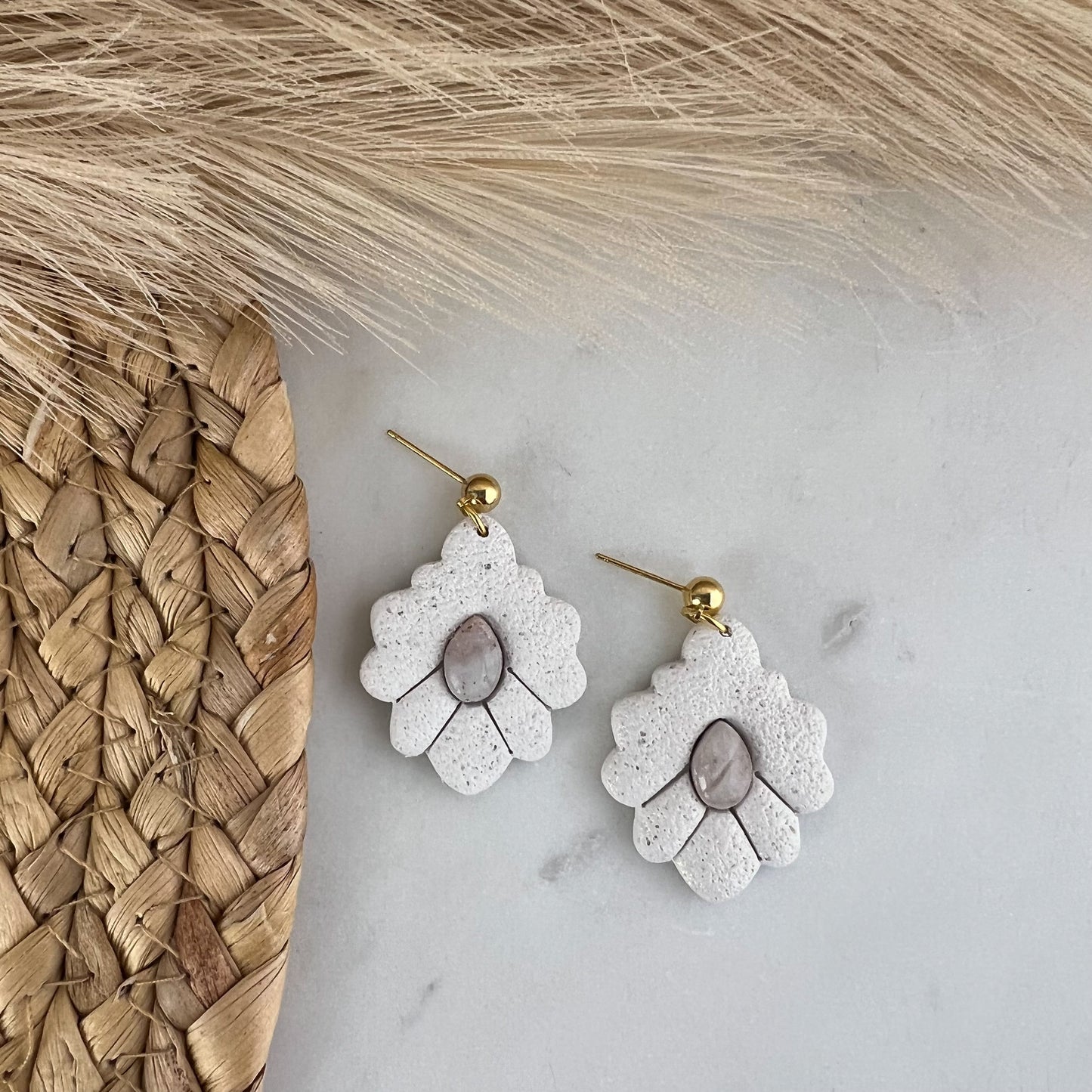 Boucles d’oreilles victoriennes en argile polymère Opal Center
