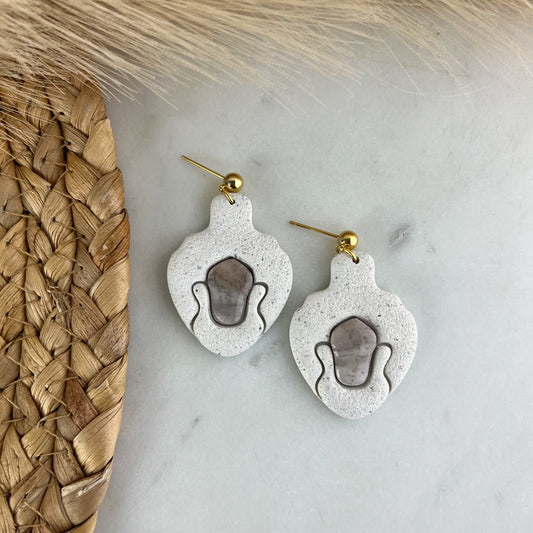 Aztec Center Stone Polymer Clay Earrings