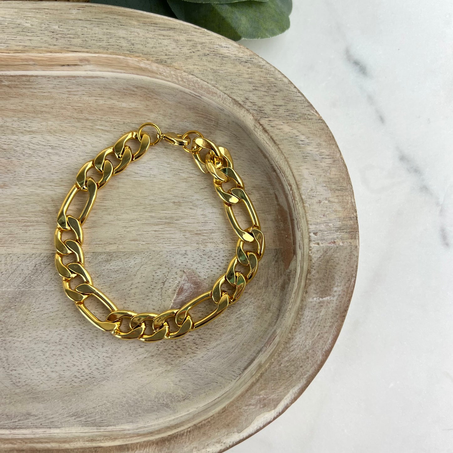 Gold Curb Bracelet 7.2 inches 24kt gold plated