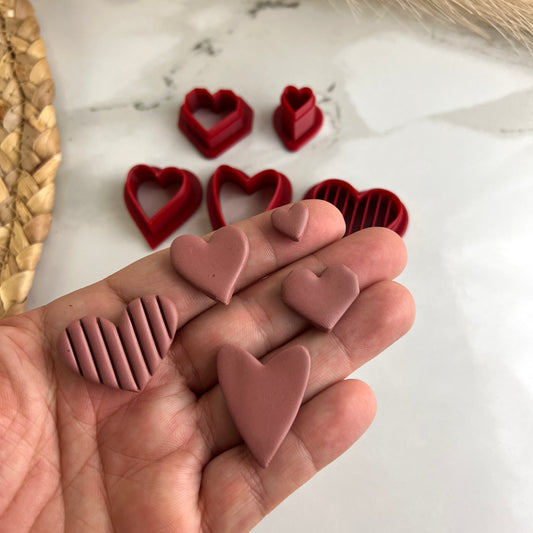 Lot de 5 cœurs assortis pour la Saint-Valentin, coupe-argile polymère