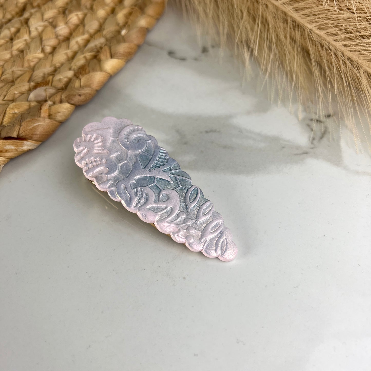 Iridescent lace Polymer Clay Hair Clip
