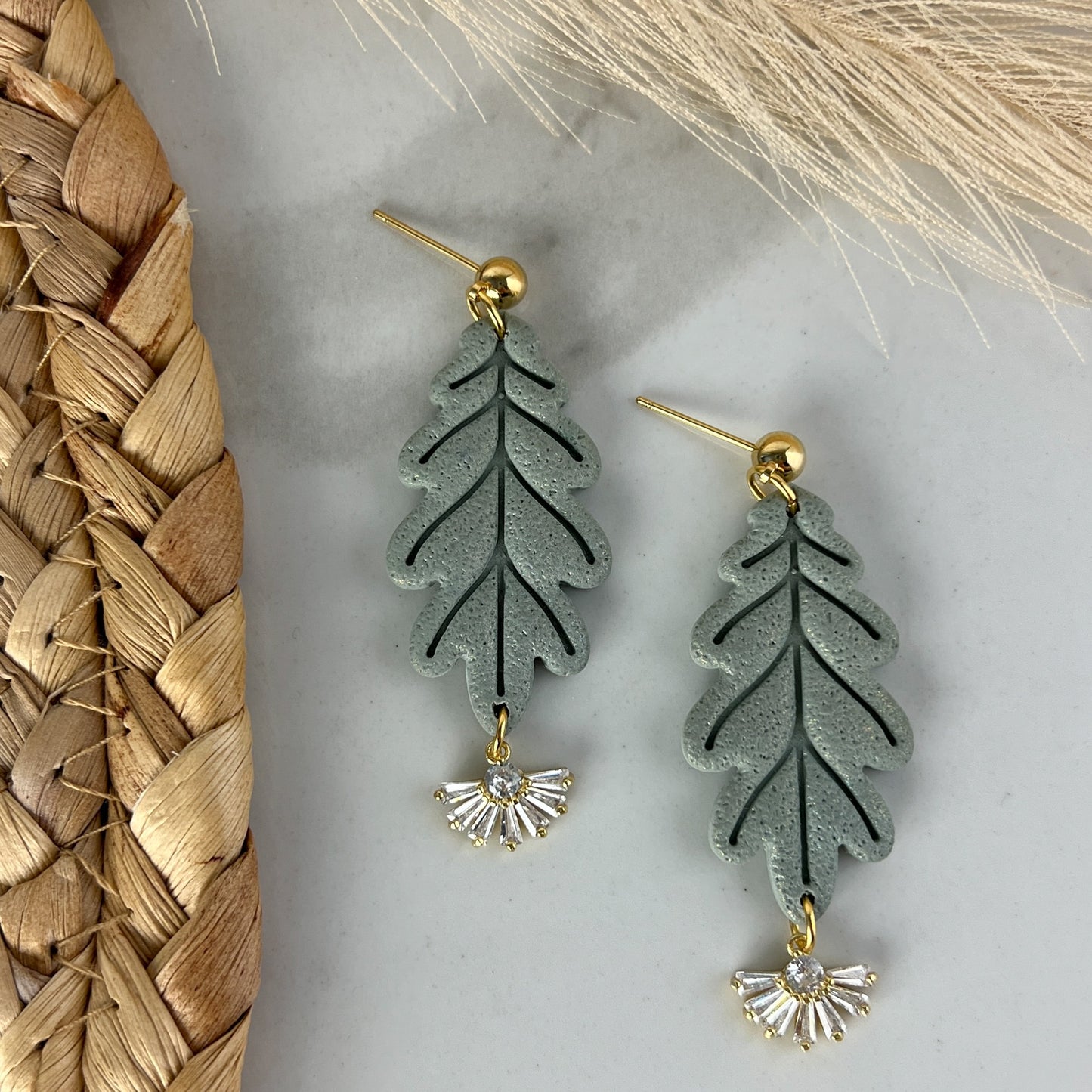 Boucles d’oreilles en argile polymère feuille de chêne Collection Automne/Halloween