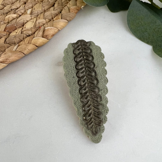 Boho Green Vine Polymer clay Hair Clip