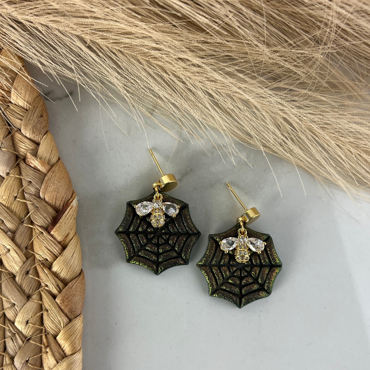Bee in Spider Web Day and Night Halloween/ Fall Collection
