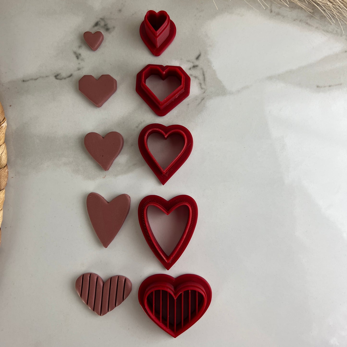 5-Piece Assorted Hearts Bundle Valentine's Day Polymer Clay Cutter