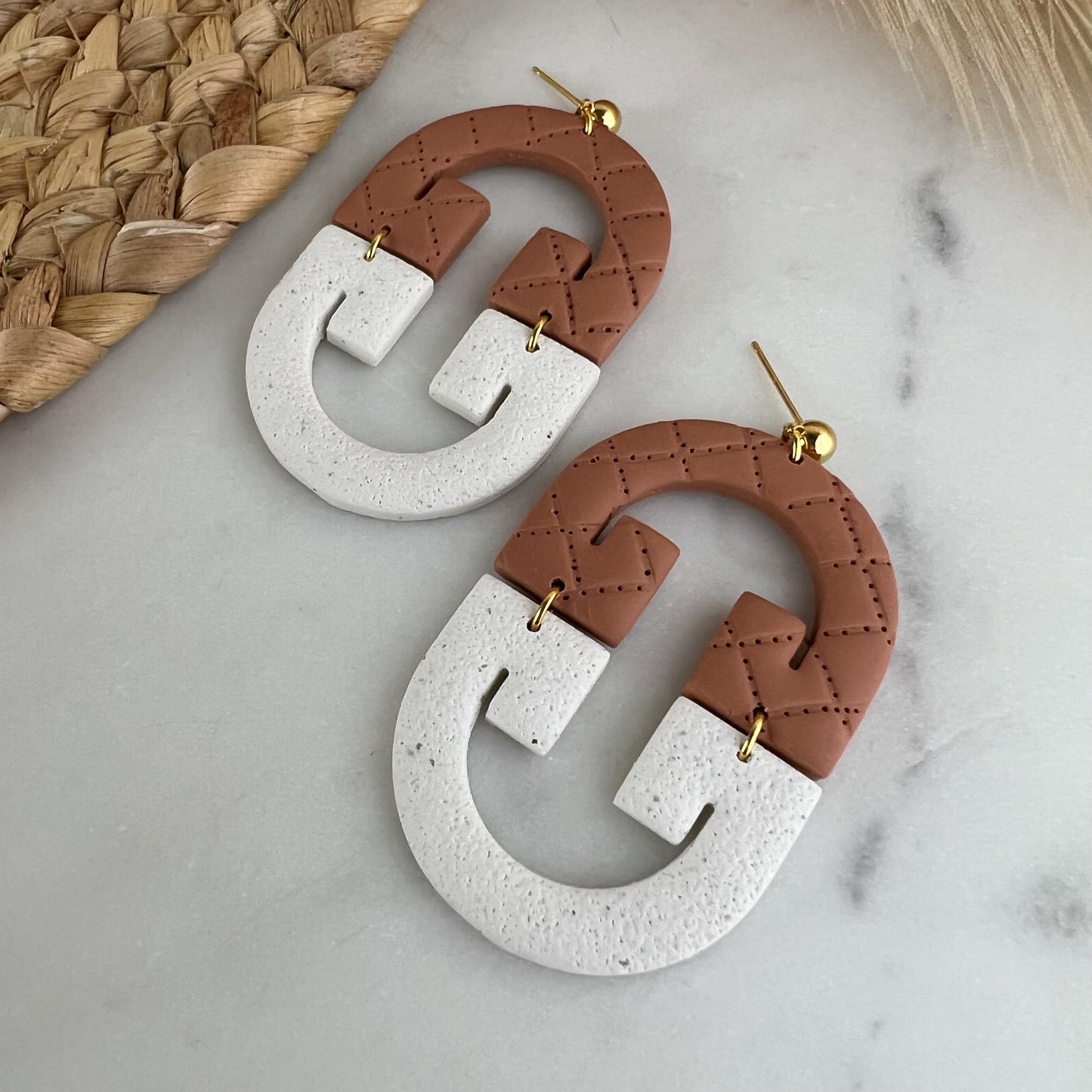 Inward Curved Arch Polymer Clay Earrings